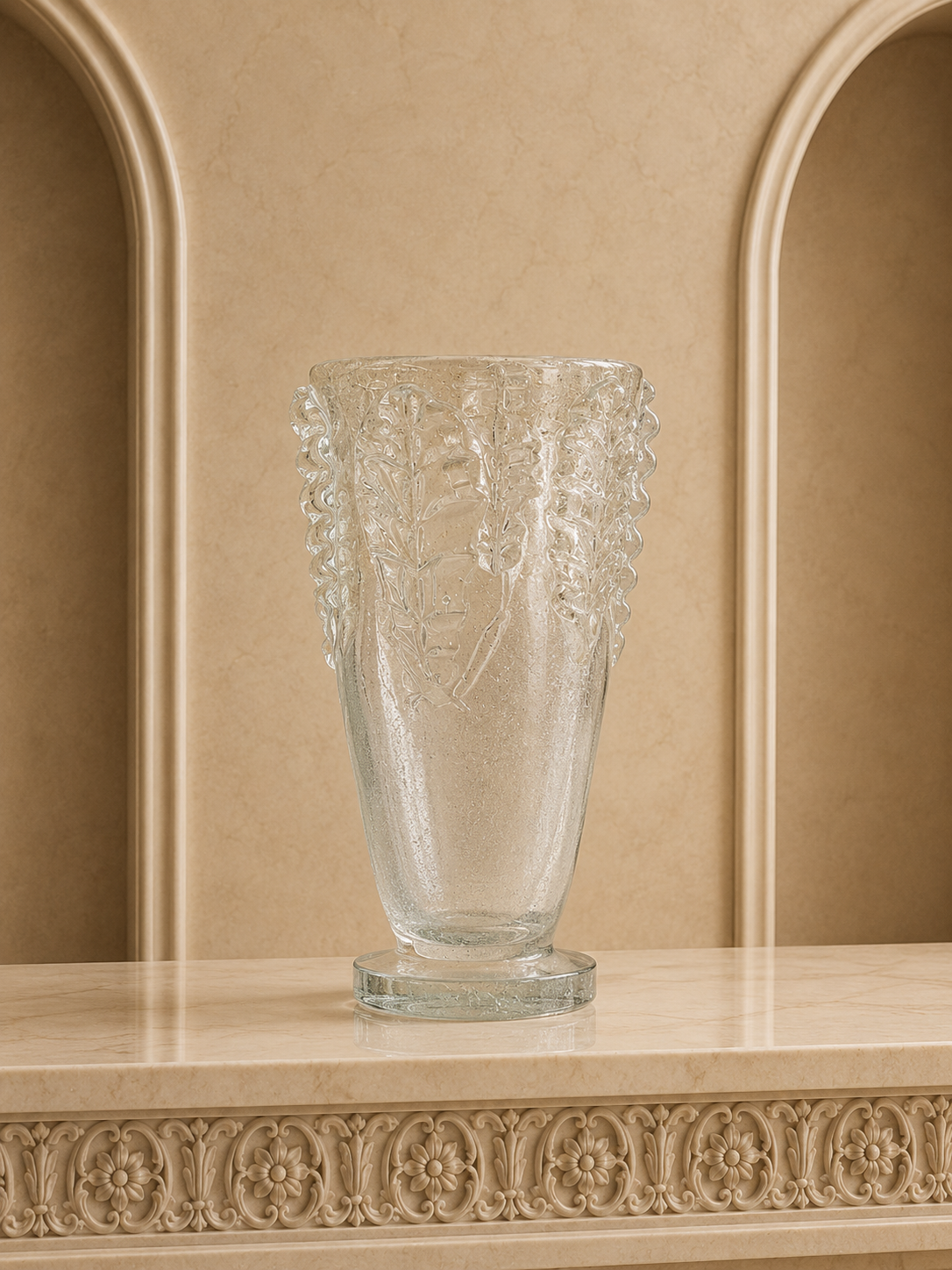 Clear Murano Art Glass Vase