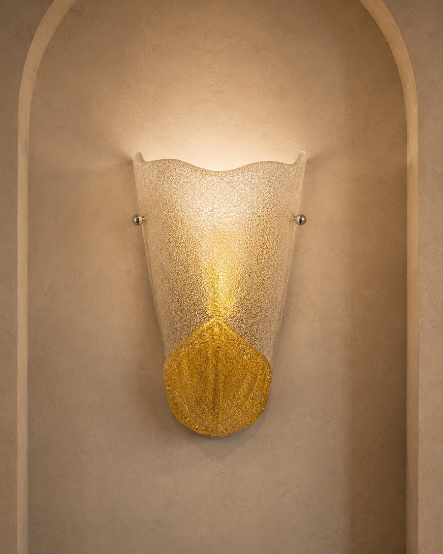 Amber Frosted Murano Glass Wall Sconce