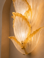 Pair of Murano Amber Petal Glass Wall Sconces