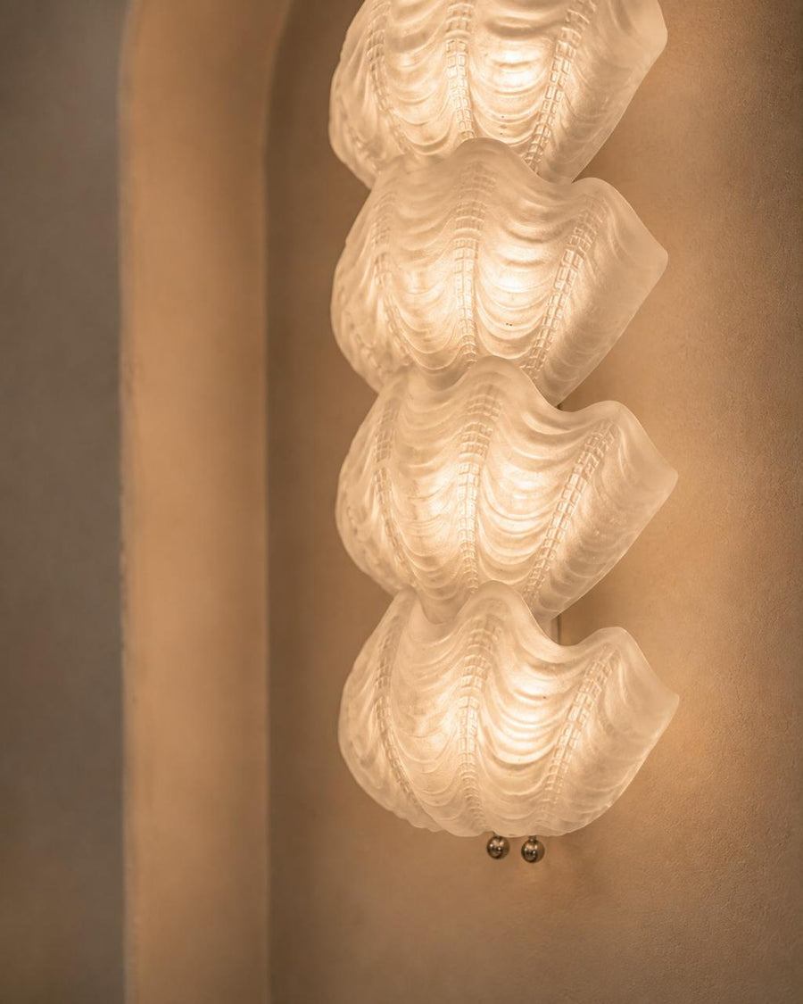 Stacked Shell-Form Frosted Glass Wall Sconce