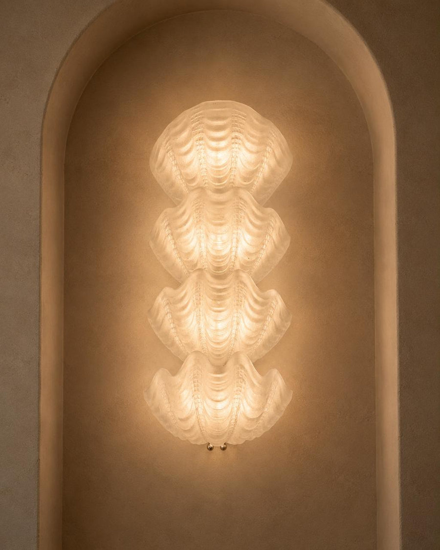Stacked Shell-Form Frosted Glass Wall Sconce