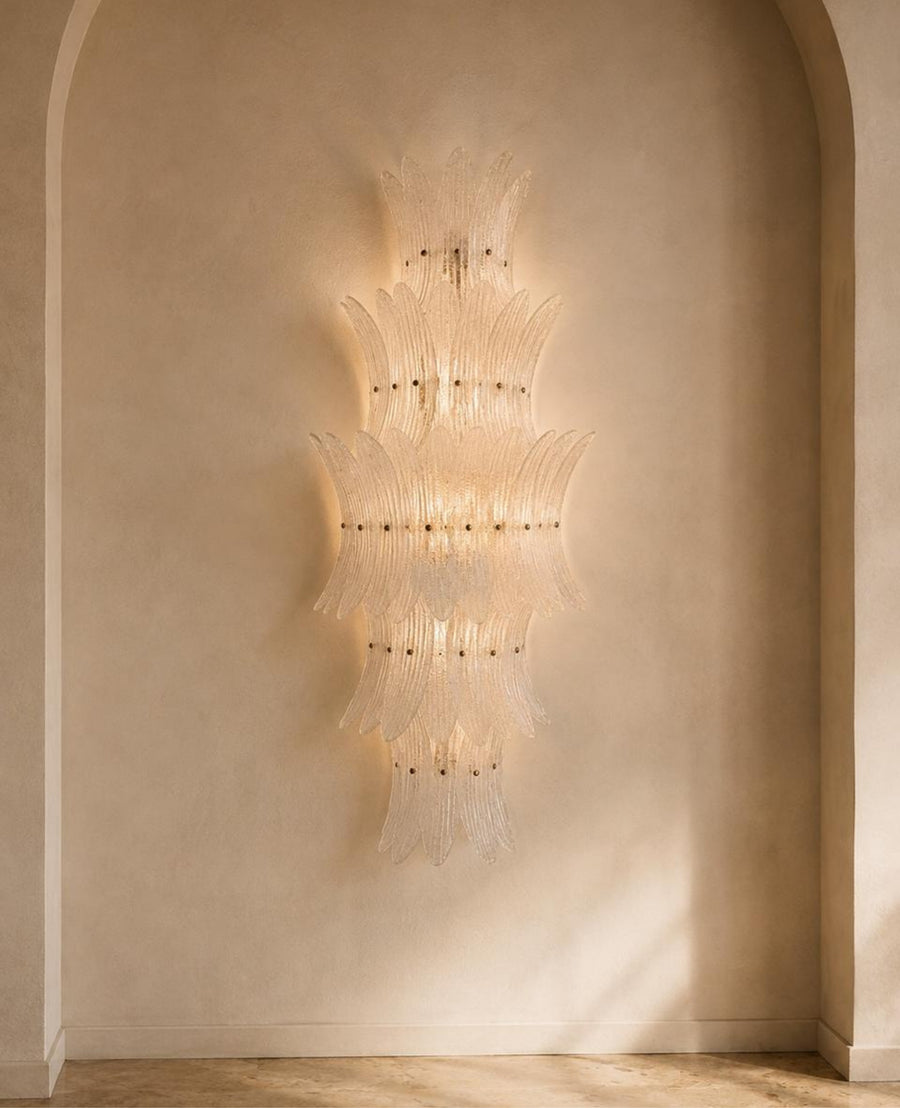 Exceptional Pair of Murano Glass Wall Sconces