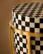 Black & White Checkerboard Mother-of-Pearl Pedestal Urn