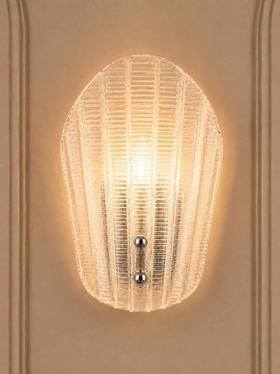 Elegant Clear Murano Glass Wall Sconce