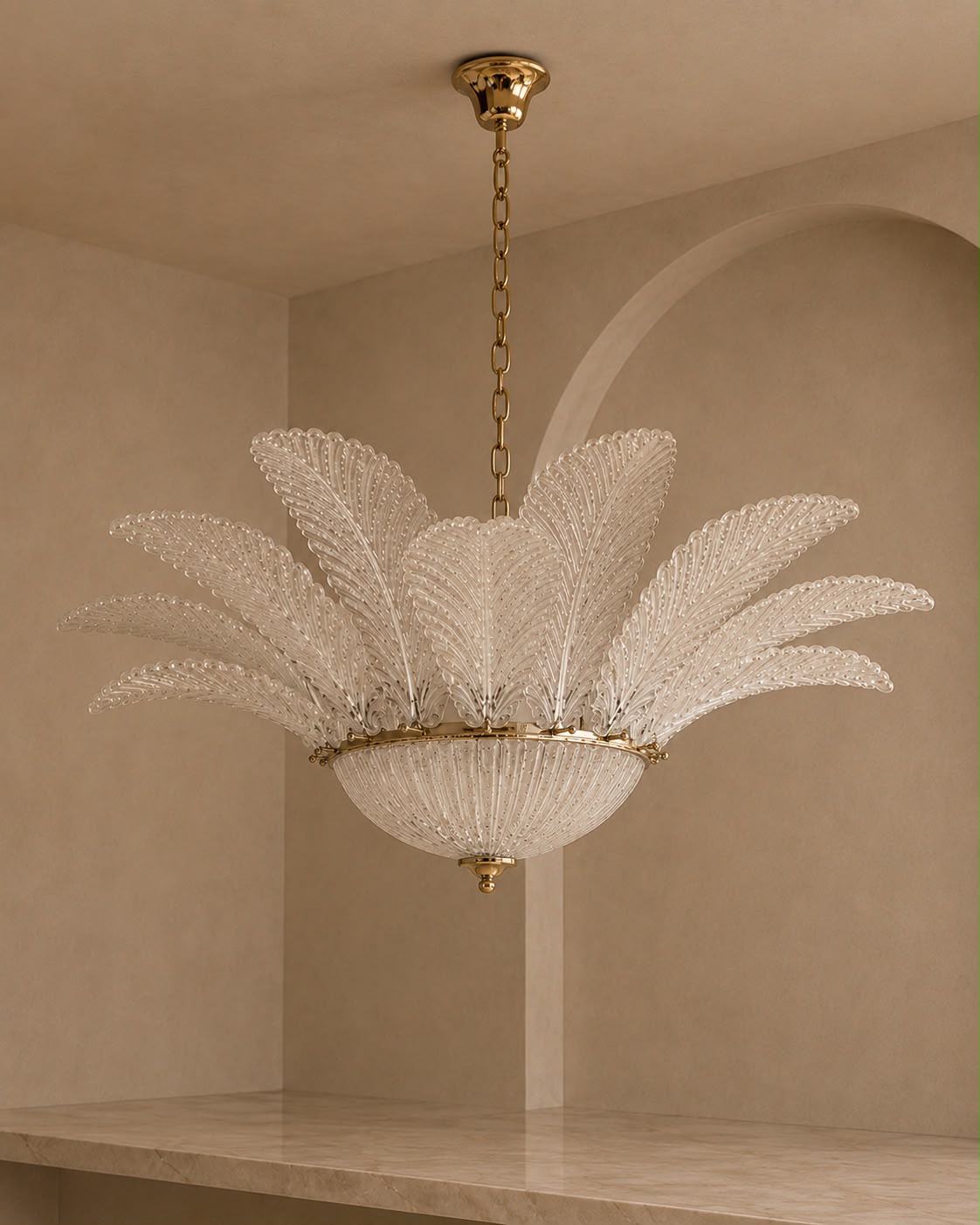 Murano Clear Glass Leaf Chandelier