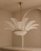 Murano Clear Glass Leaf Chandelier