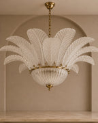 Murano Clear Glass Leaf Chandelier