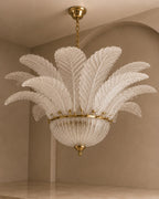 Murano Clear Glass Leaf Chandelier