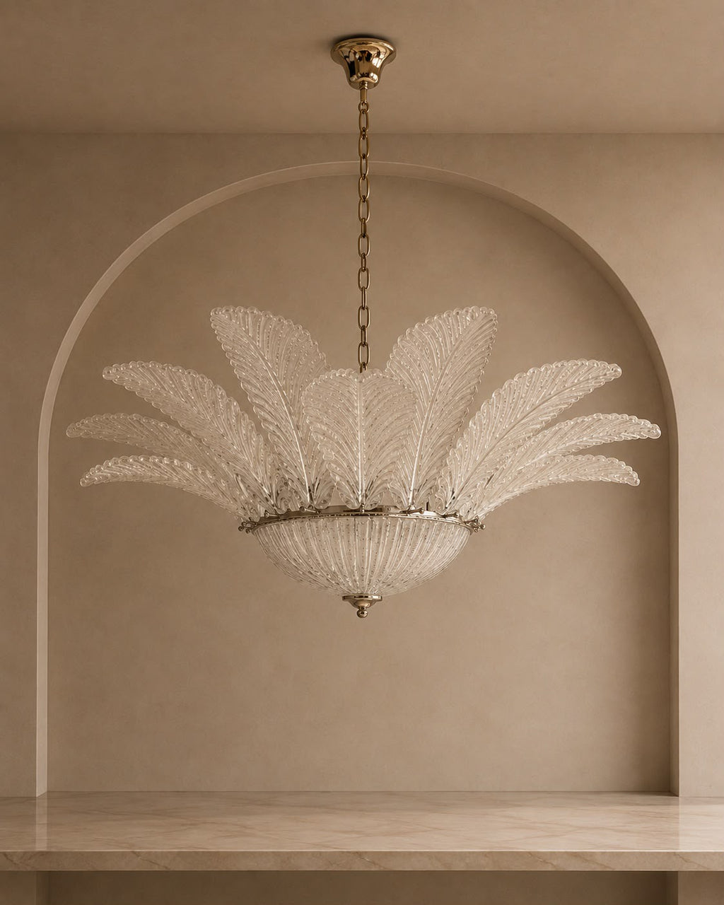 Murano Clear Glass Leaf Chandelier