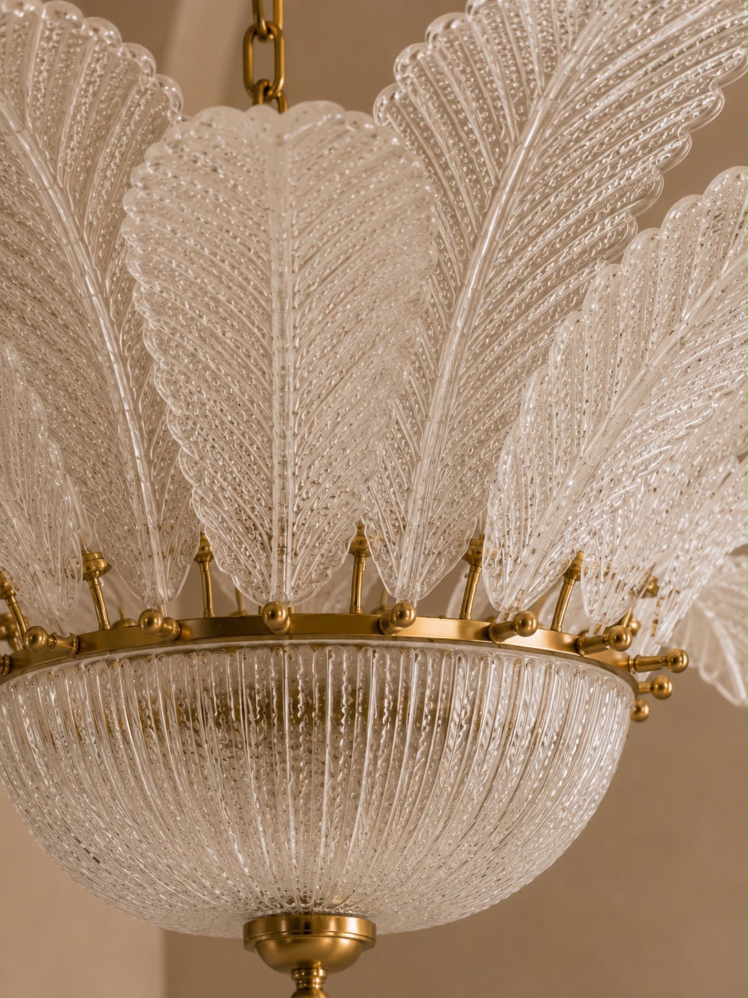 Murano Clear Glass Leaf Chandelier