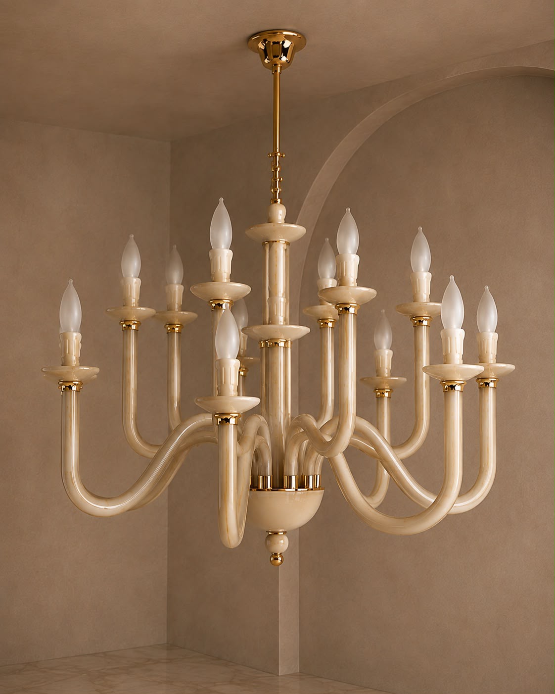 French Opaline Chandelier, Baccarat Style