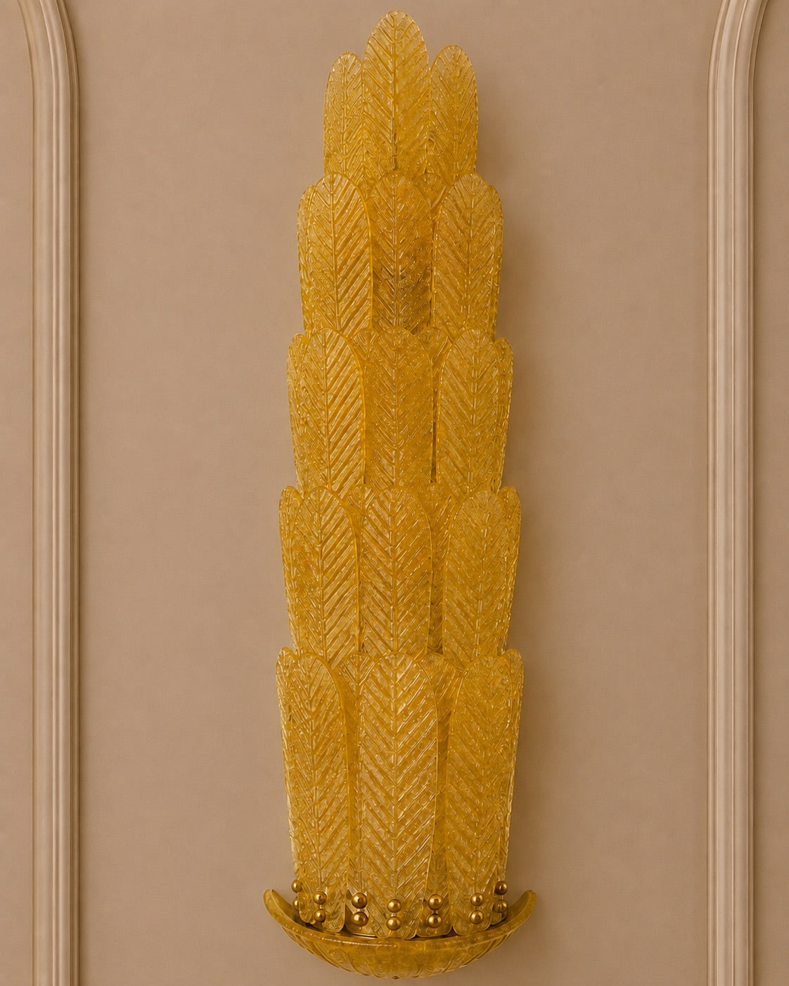 Amber Murano Glass Leaf Wall Sconce