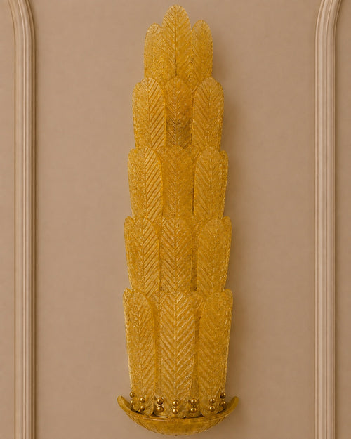 Amber Murano Glass Leaf Wall Sconce