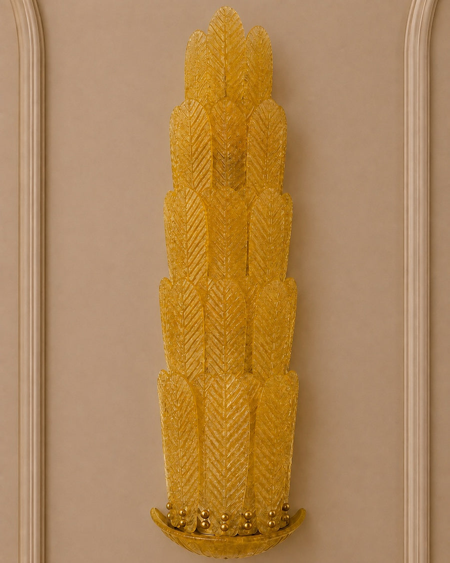 Amber Murano Glass Leaf Wall Sconce