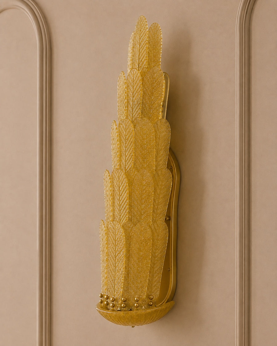 Amber Murano Glass Leaf Wall Sconce