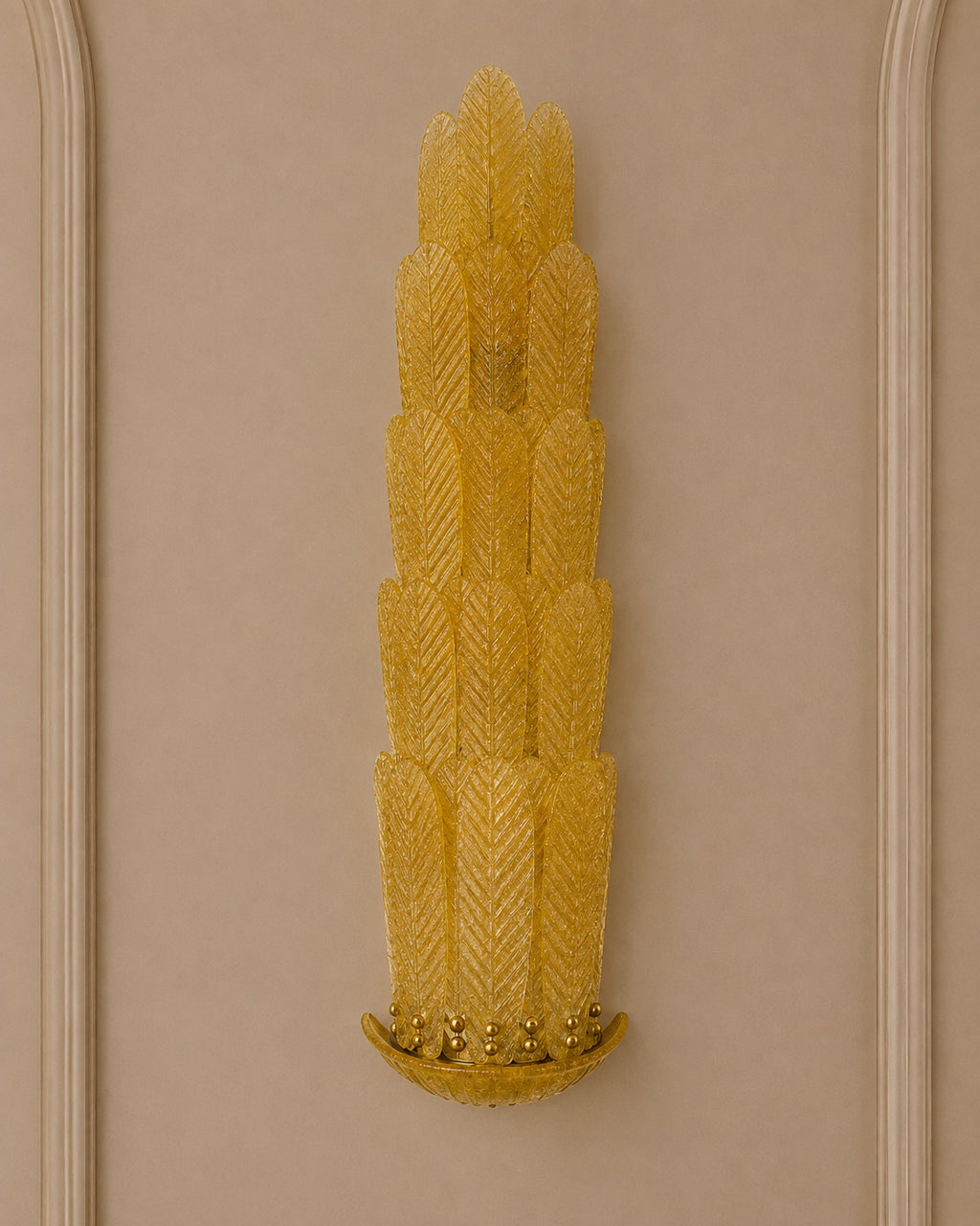 Amber Murano Glass Leaf Wall Sconce
