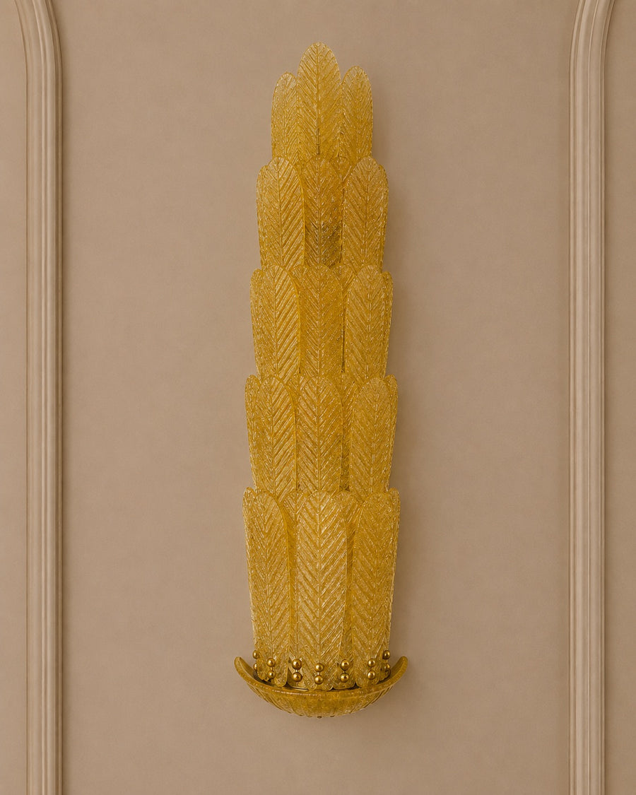 Amber Murano Glass Leaf Wall Sconce