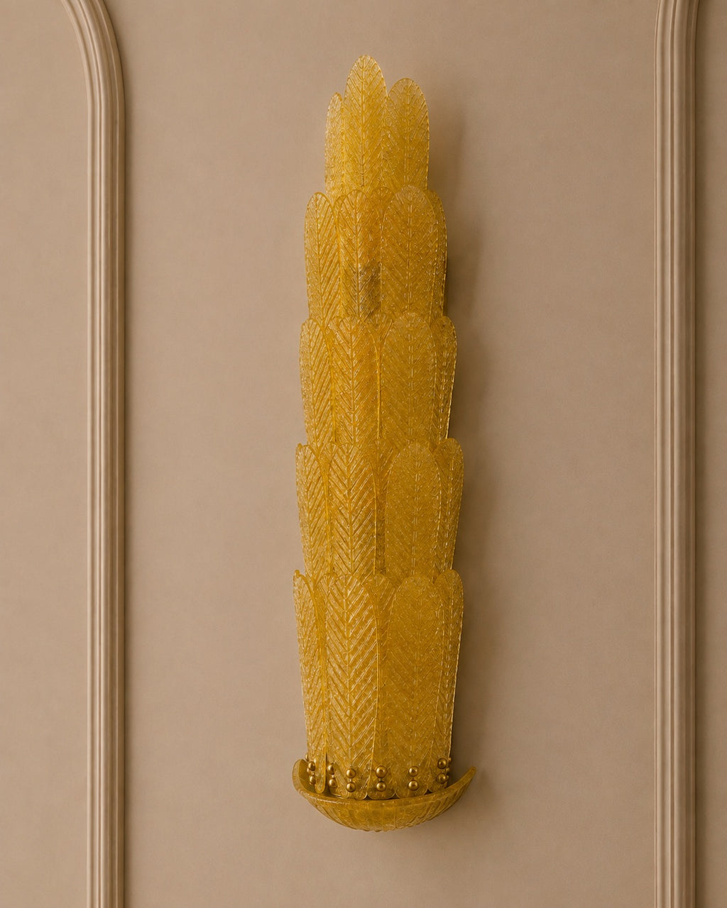 Amber Murano Glass Leaf Wall Sconce