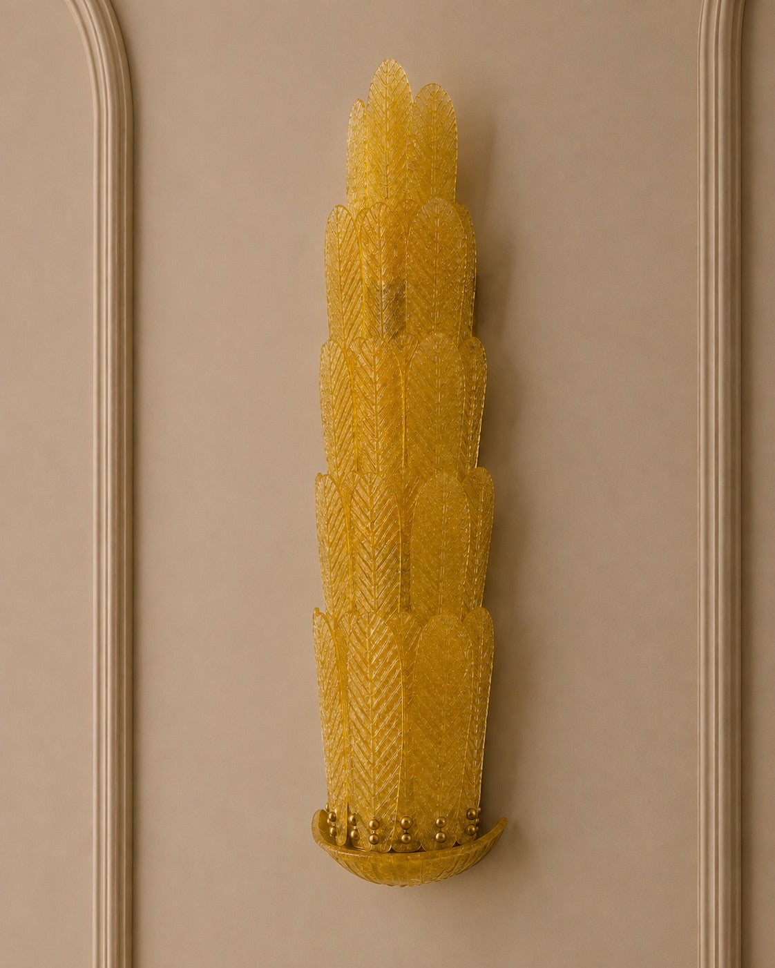 Amber Murano Glass Leaf Wall Sconce