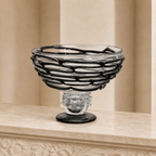 Black & Clear Murano Art Glass Centerpiece Bowl