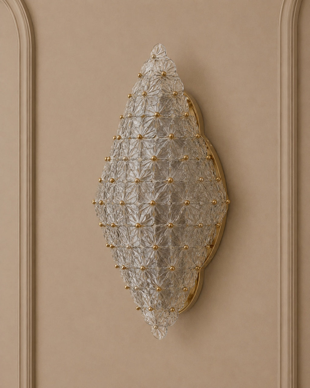 Clear Murano Glass Floral Wall Sconce