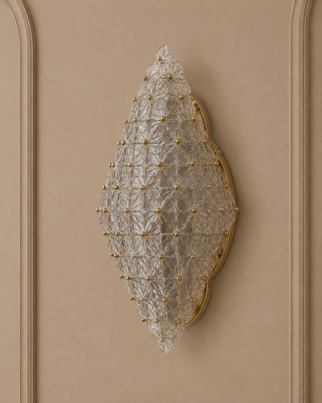 Clear Murano Glass Floral Wall Sconce
