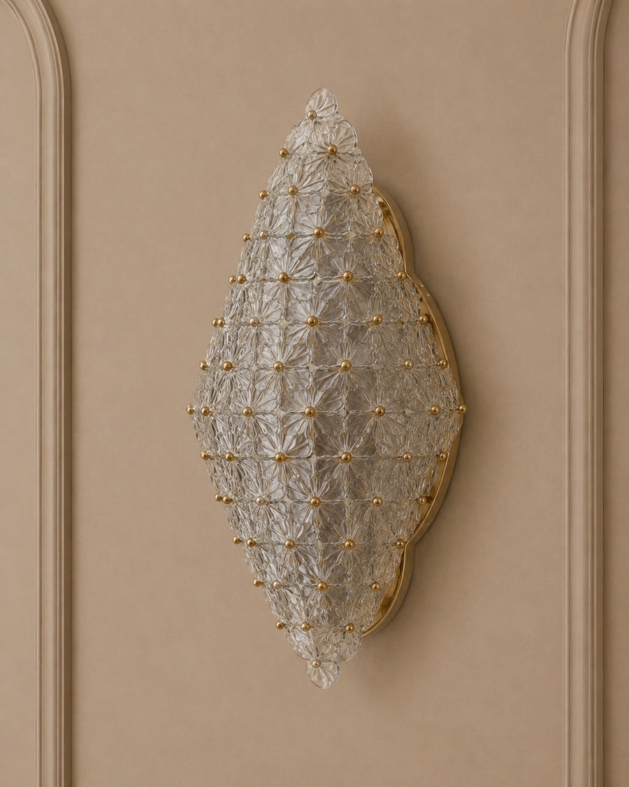 Clear Murano Glass Floral Wall Sconce