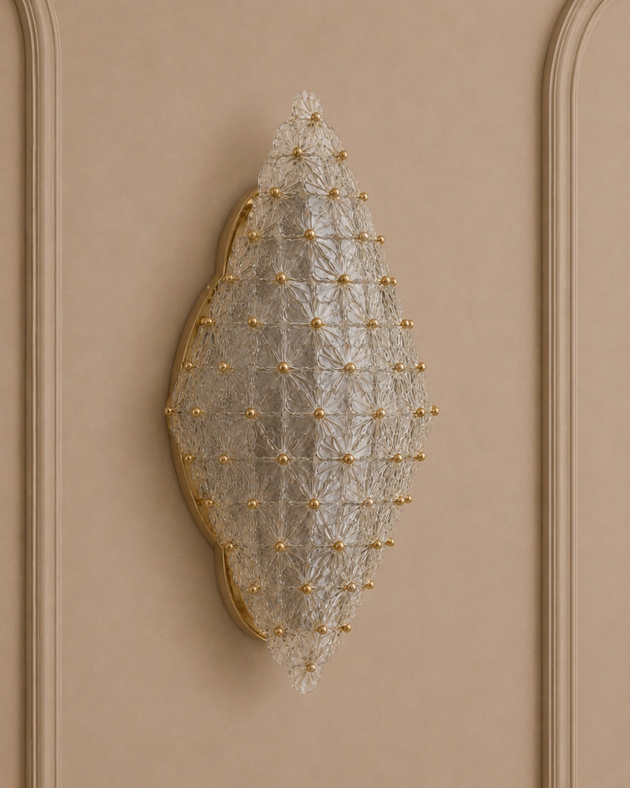 Clear Murano Glass Floral Wall Sconce