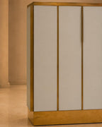 Art Deco Cabinet with Frosted Glass and Brass Frame