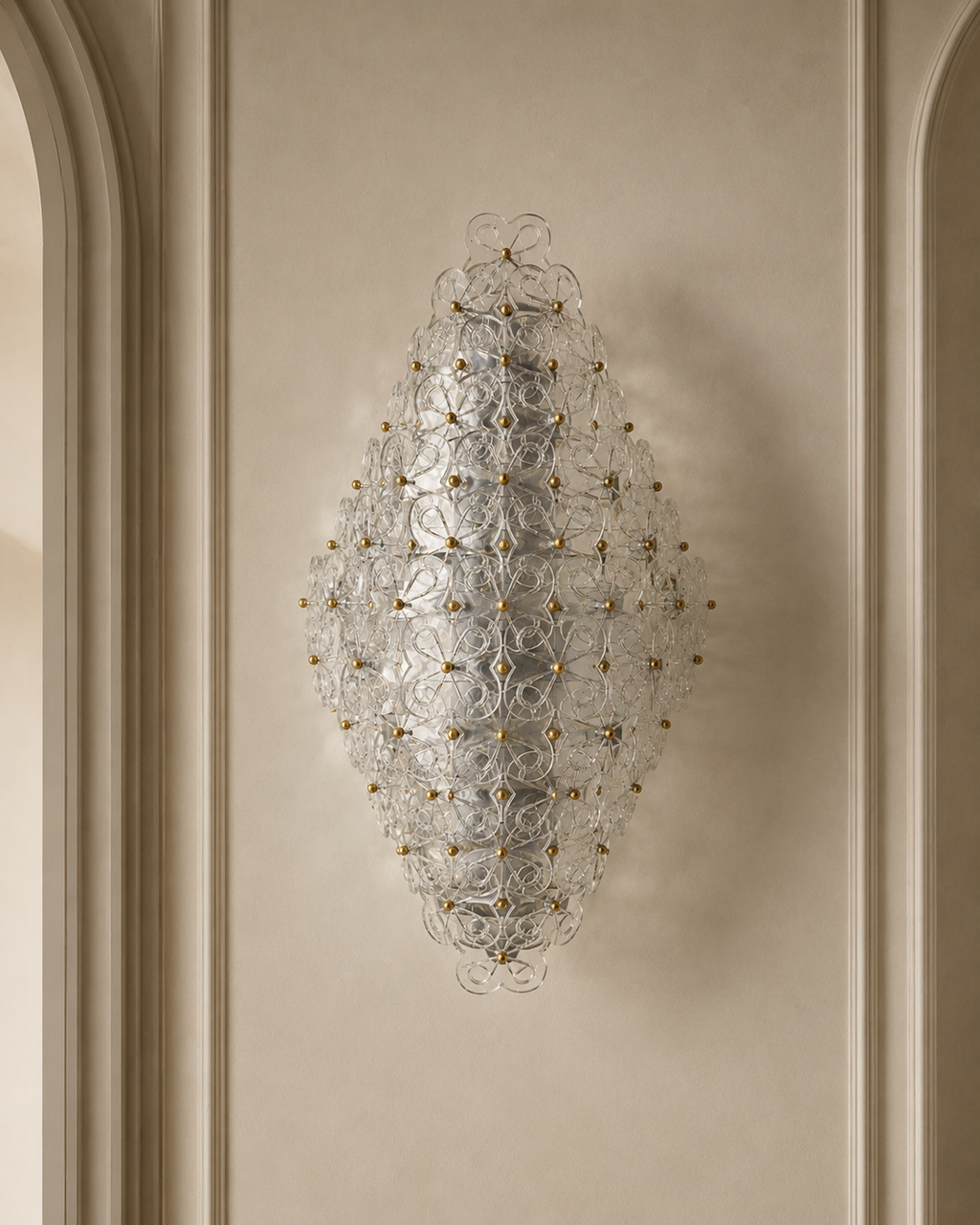 Clear Murano Glass Floral Wall Sconce