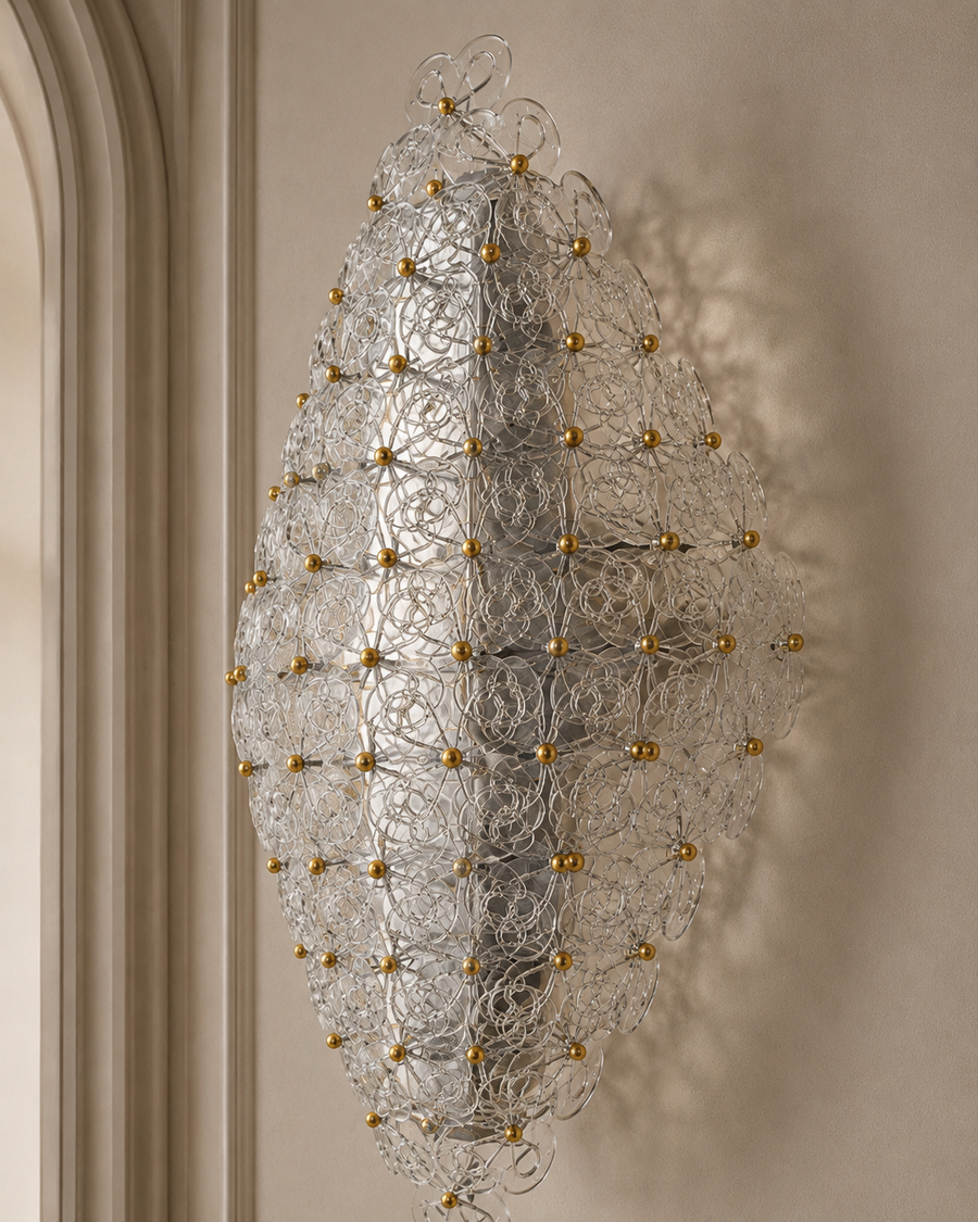 Clear Murano Glass Floral Wall Sconce