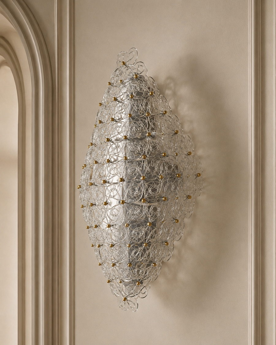 Clear Murano Glass Floral Wall Sconce