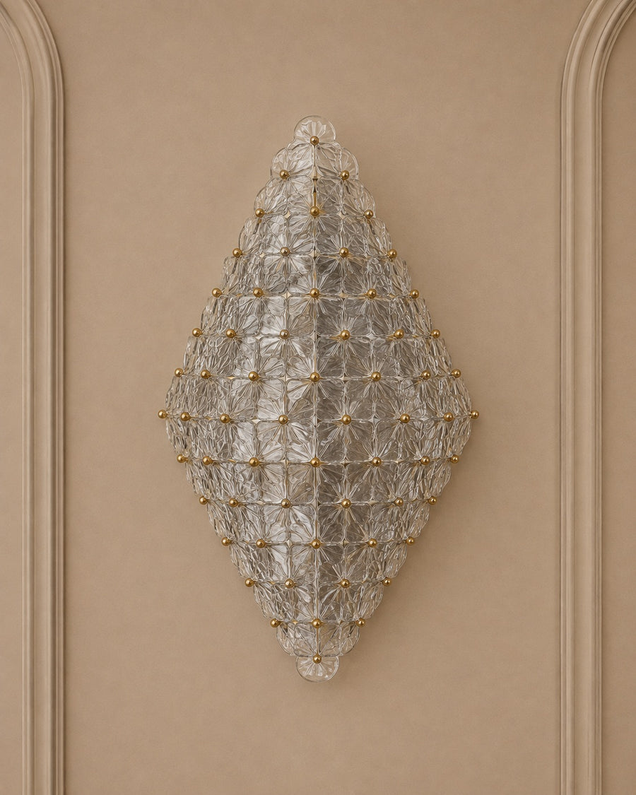 Clear Murano Glass Floral Wall Sconce