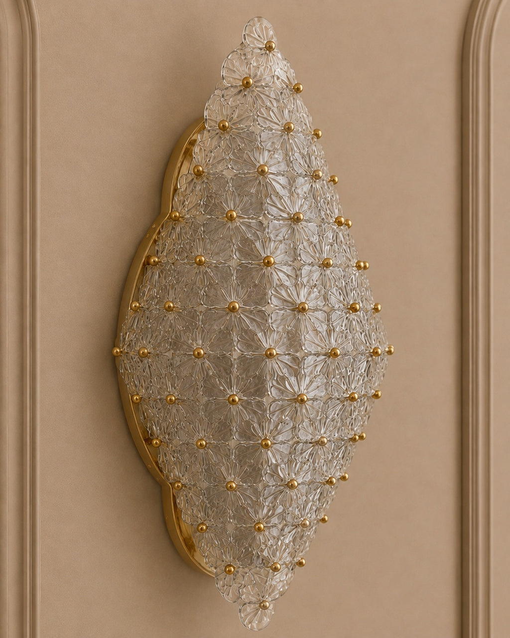 Clear Murano Glass Floral Wall Sconce