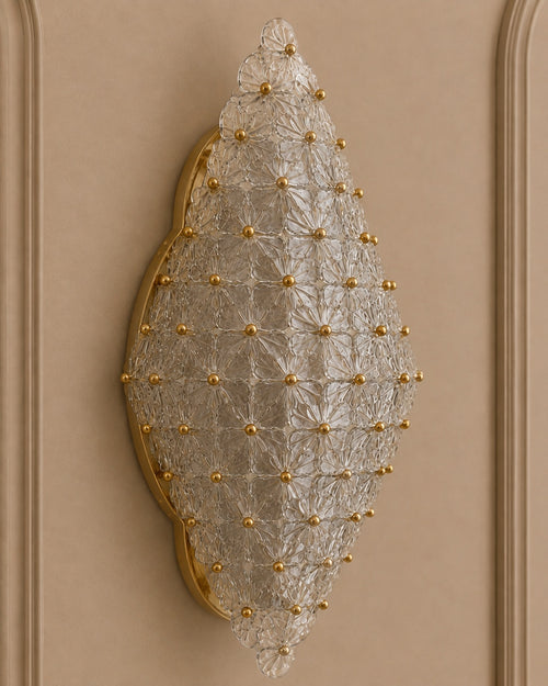 Clear Murano Glass Floral Wall Sconce