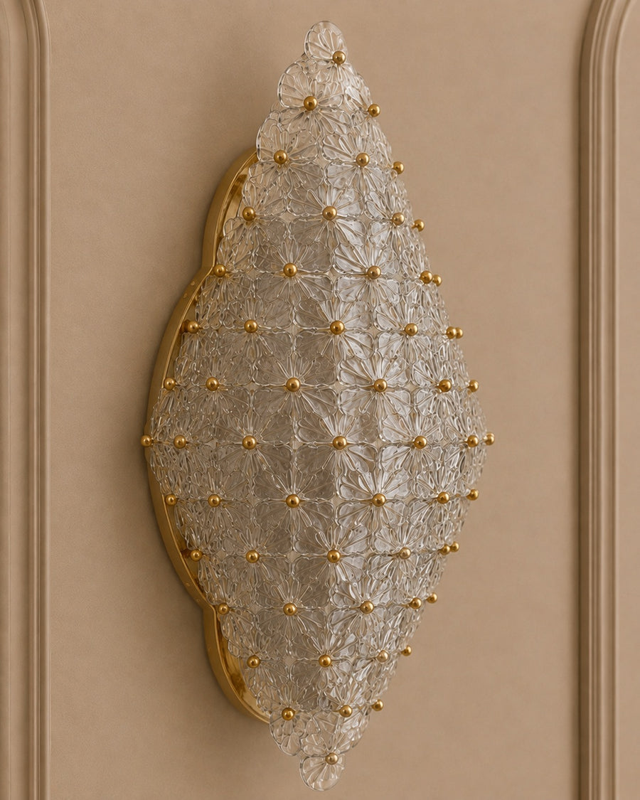 Clear Murano Glass Floral Wall Sconce