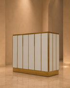 Art Deco Cabinet with Frosted Glass and Brass Frame