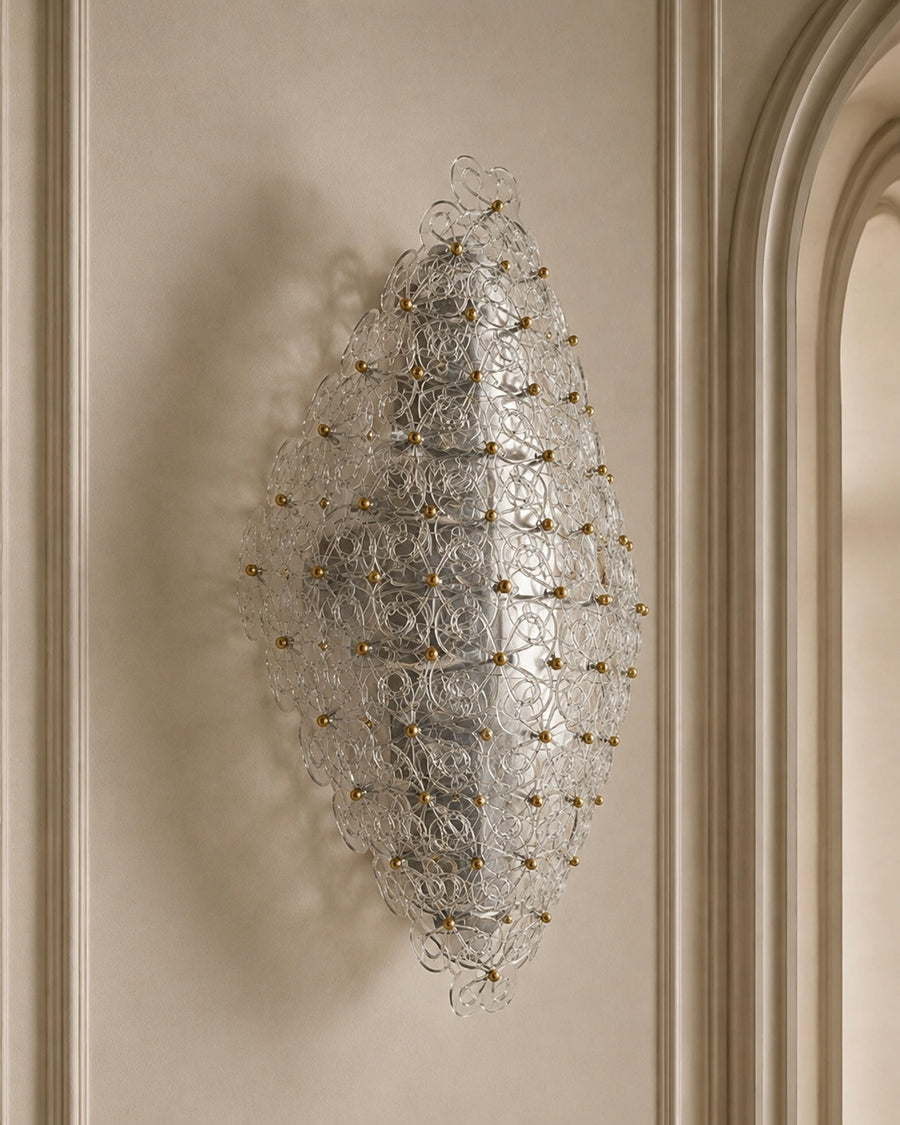 Clear Murano Glass Floral Wall Sconce