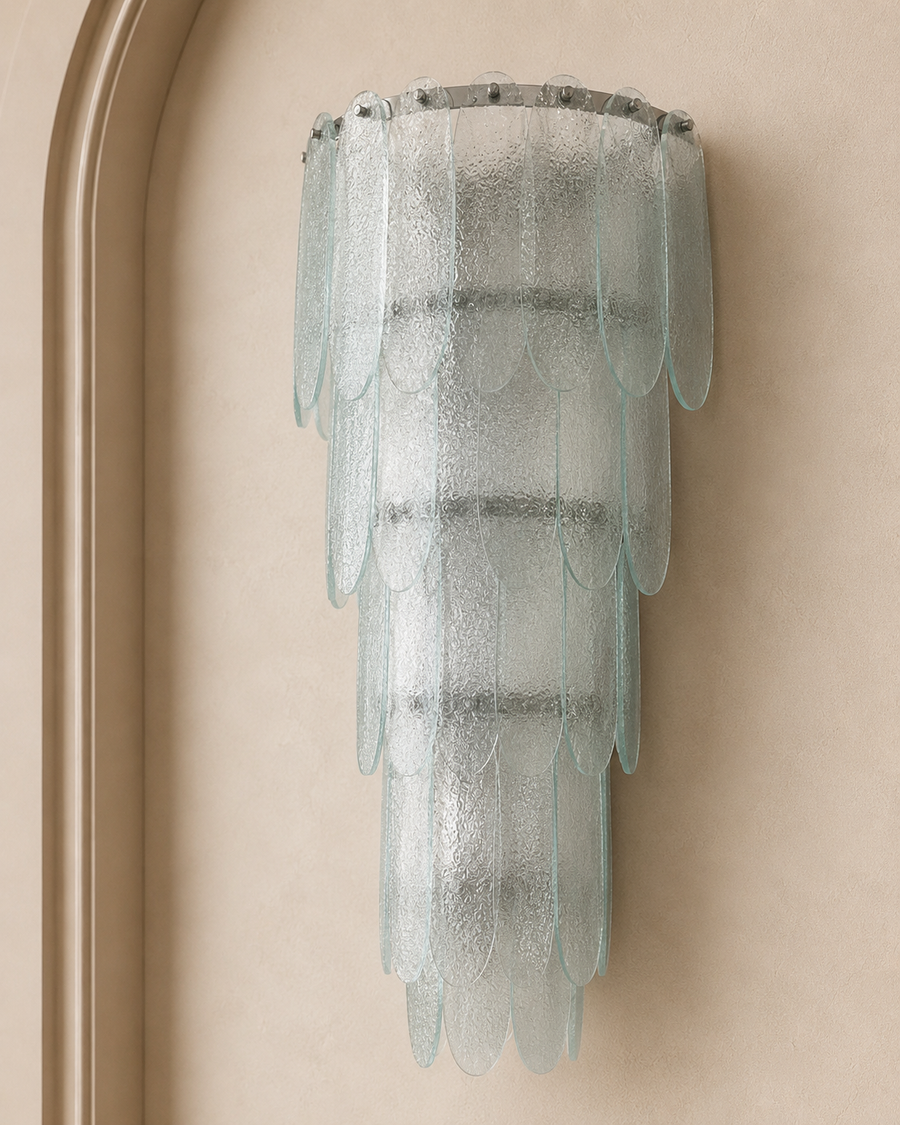 Clear Murano Glass Tiered Wall Sconce