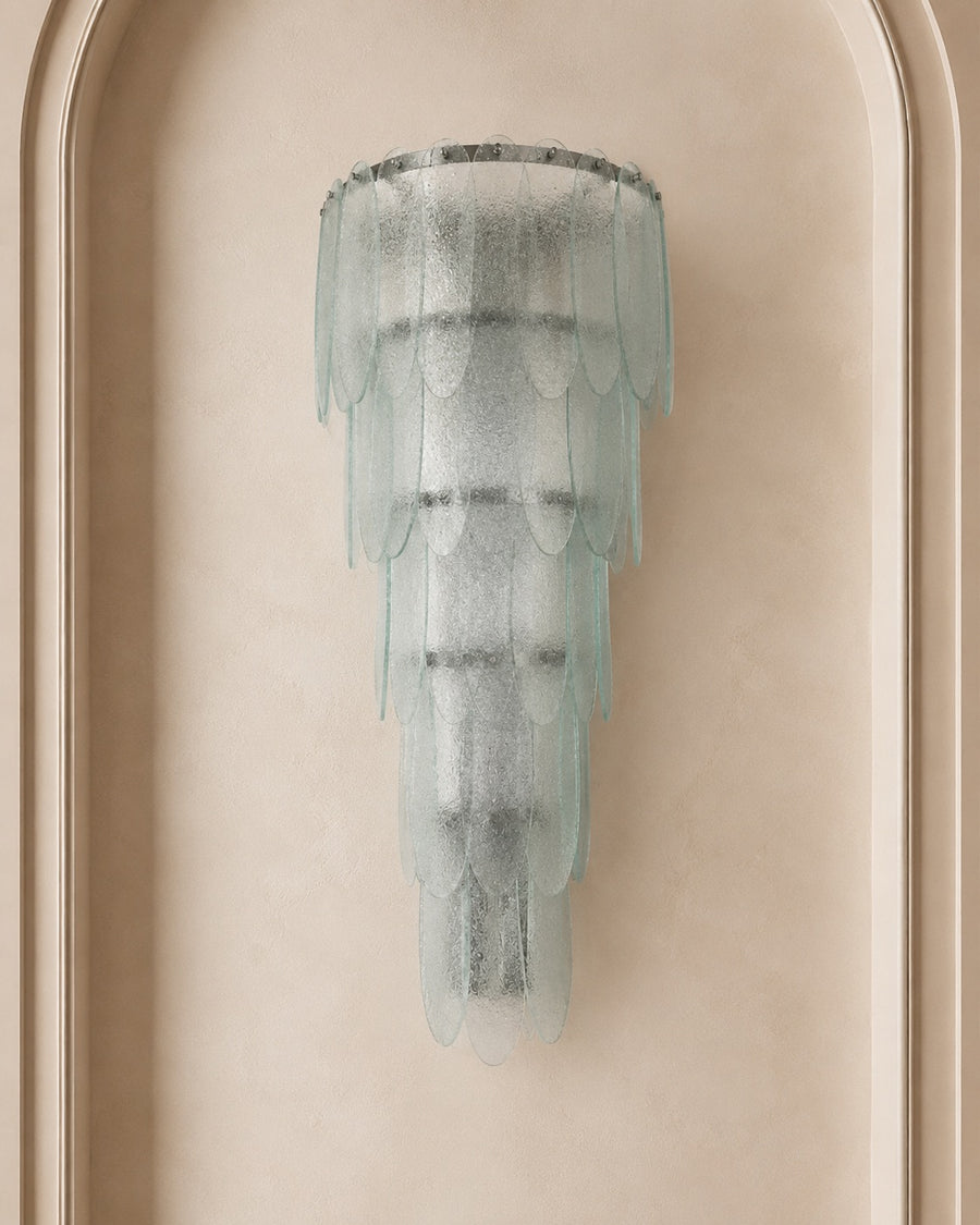 Clear Murano Glass Tiered Wall Sconce