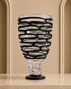 Black & Clear Murano Art Glass Vase