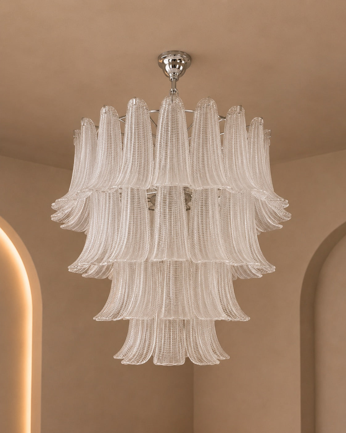 Elegant Clear Murano Glass Chandelier