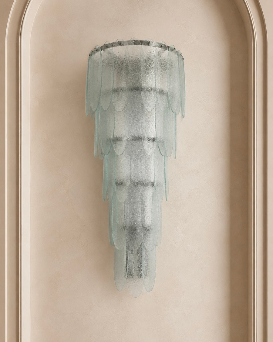 Clear Murano Glass Tiered Wall Sconce