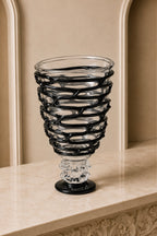 Black & Clear Murano Art Glass Vase