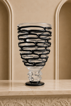 Black & Clear Murano Art Glass Vase