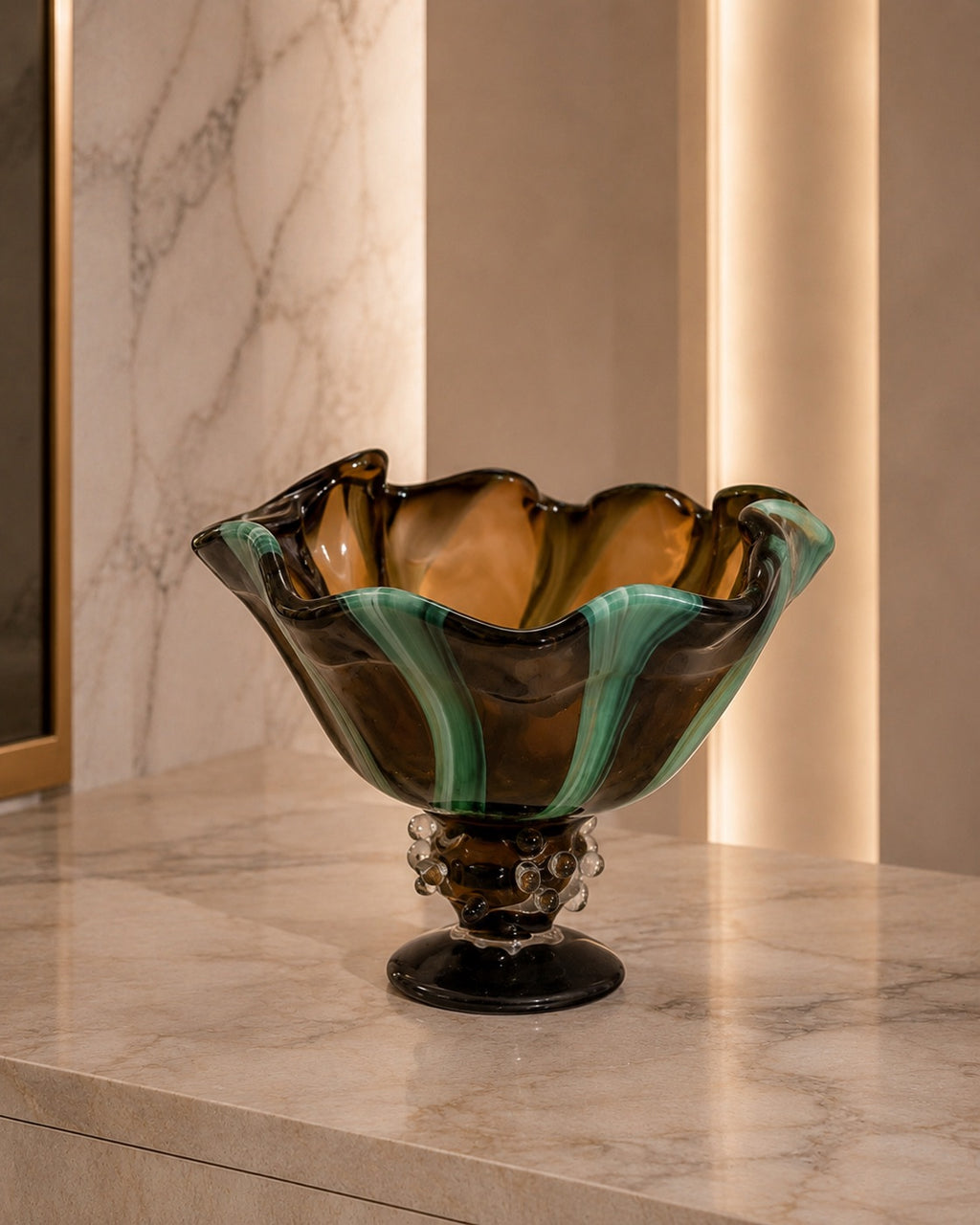 Smoked Murano Art Glass Centerpiece Bowl