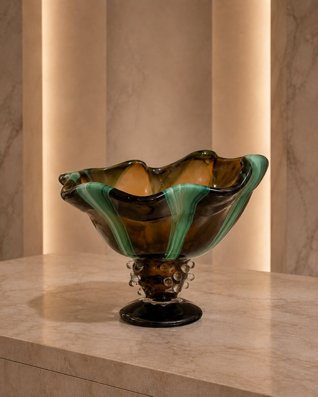 Smoked Murano Art Glass Centerpiece Bowl