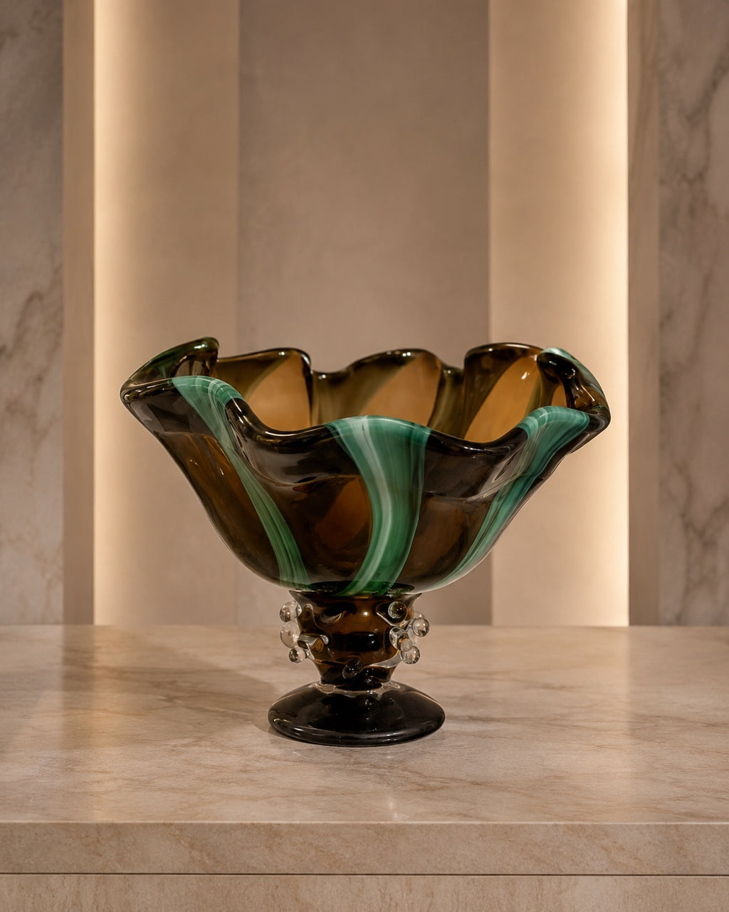 Smoked Murano Art Glass Centerpiece Bowl
