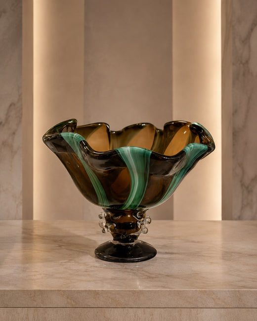 Smoked Murano Art Glass Centerpiece Bowl