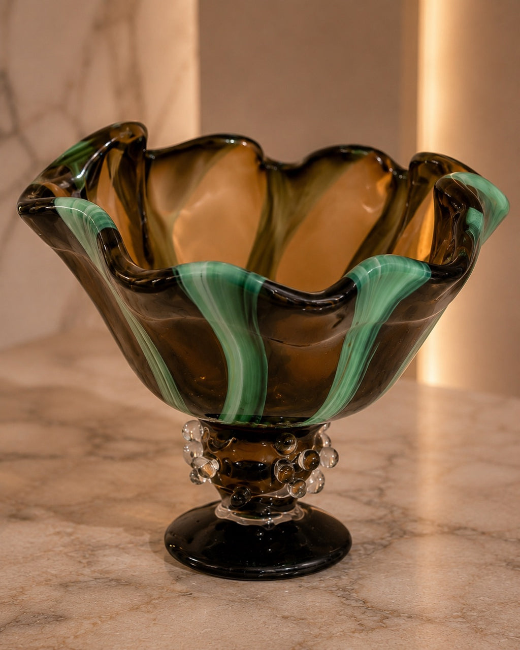 Smoked Murano Art Glass Centerpiece Bowl